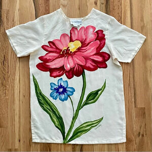 Vintage Diane Von Furstenberg Silk Floral Ivory Cream Watercolor Top Size XS